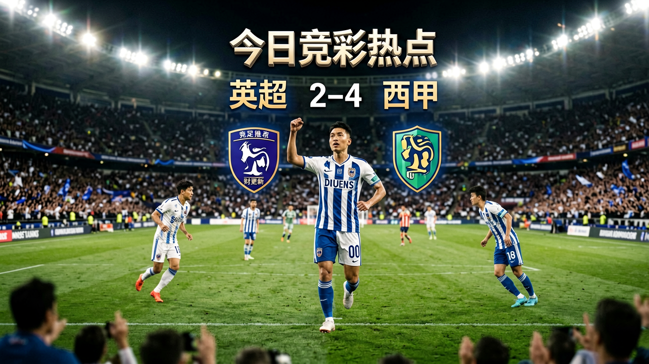 足球比赛现场，热门赛事比分展示